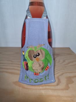 ITH - Stickdatei Flaschenschürze Eule mit Weinflasche